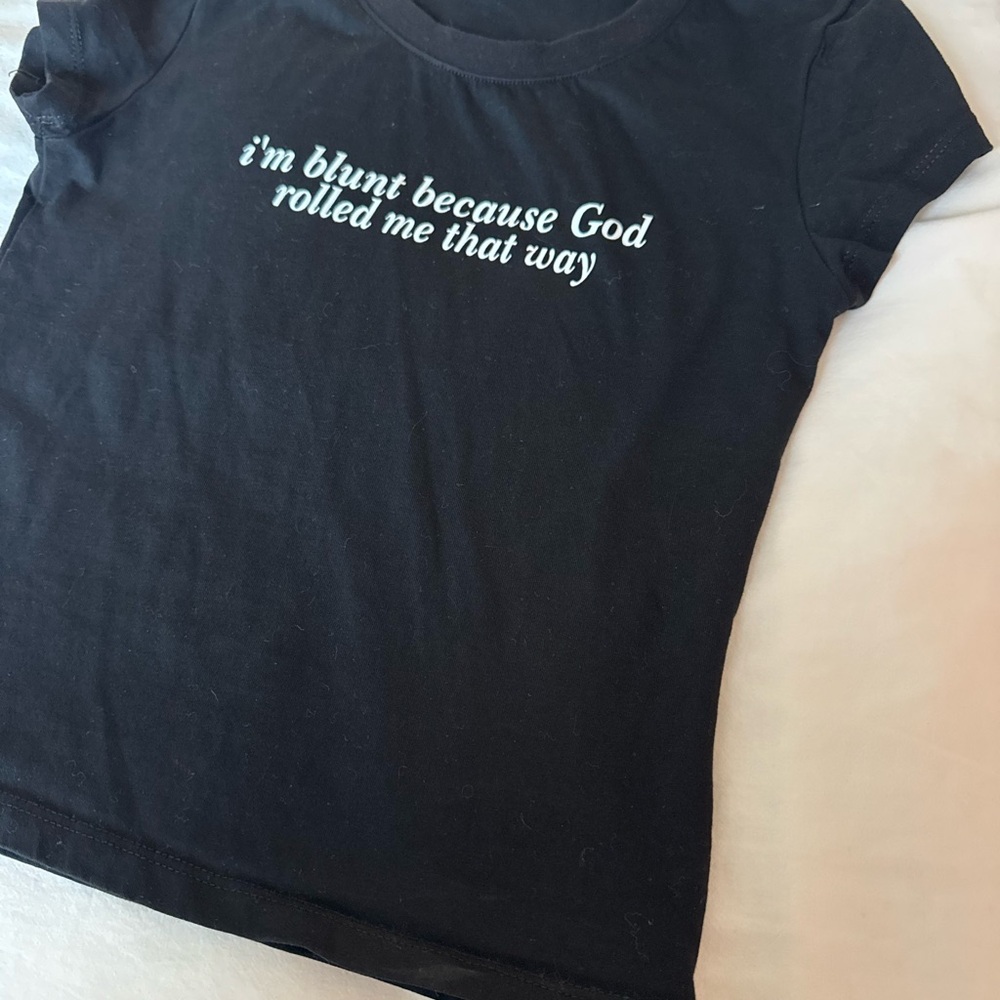 Source Unknown Black Cropped Tee with White Script